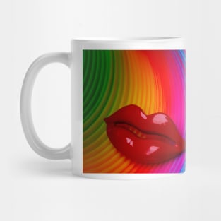 Red lips On Colorful Rings Mug